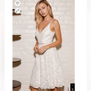 Lulus Evening Waltz White Lace Midi Dress